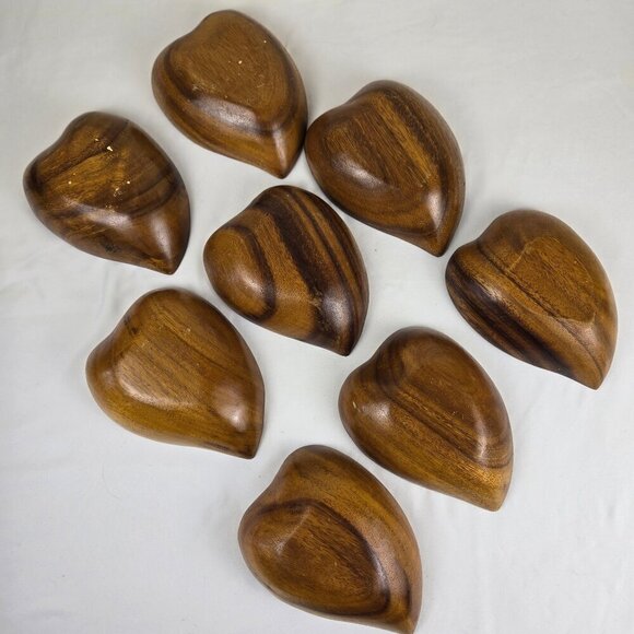 Vintage Monkey Pod Wood Salad Bowl Set - 1 Large Serving Bowl 8 Individual Bowls - Picture 8 of 14